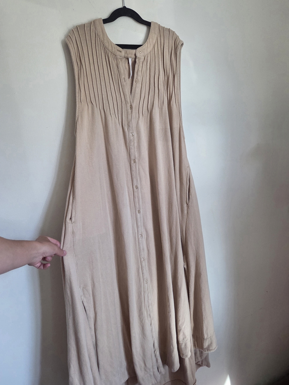 Free People Beige Button-Front Midi Shirt Dress - Picture 2 of 3